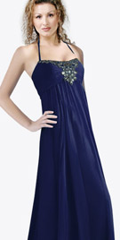 Sophisticated Halter Strapped Evening Gown	